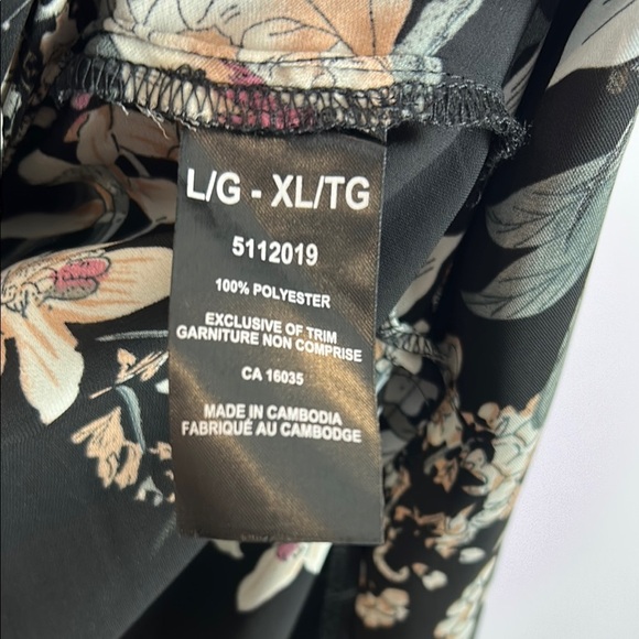 Tahari Black and Cream Floral Kimono L/XL - Picture 8 of 10